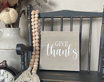 Small Wood Sign | Give Thanks | Thanksgiving Decor