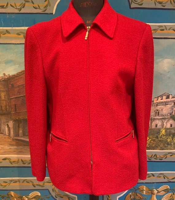 Vintage Basler Wool Jacket/size 40/Red/French Fas… - image 8