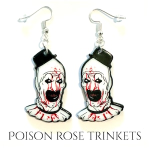 Handmade Art the Clown Terrifier earrings emo goth Halloween Horror