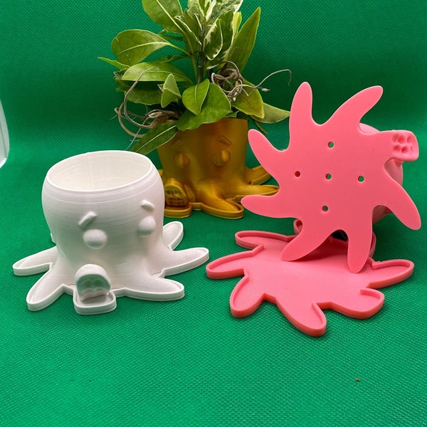 3D Printed Octopus Planter with Saucer / Tray * Home and Office * Gift * Garden * Desk Plant