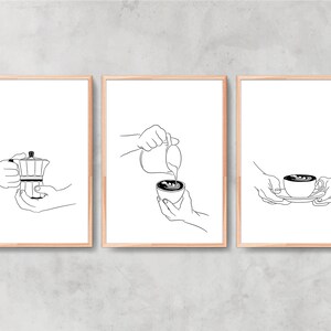 set of 6 kitchen prints coffee print set kitchen art... Coffee Art Print Set: Kitchen Cafe Decor (digital Download) - Etsy