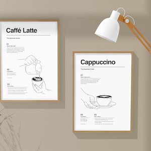 Cappuccino Guide Print, Coffee Guide Print, Coffee Print, Coffee Line ...