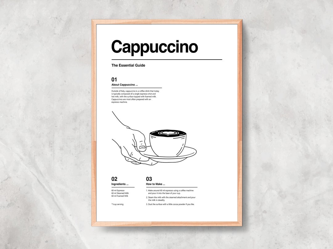 Cappuccino Guide Print, Coffee Guide Print, Coffee Print, Coffee Line ...