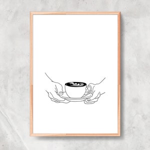 Cappuccino Line Art Print: Minimalist Coffee Poster (Digital Download)
