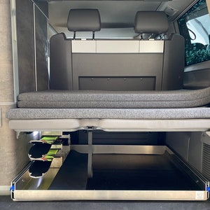 Cali-Gadgets Rear extension & ski holder for 2 pairs of skis VW Bus Bulli T5 T6 T6.1 California Beach Ocean Coast More storage space Comfort when camping