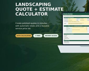 Landscaping Quote & Estimate Calculator Spreadsheet | Lawn Care Pricing Template