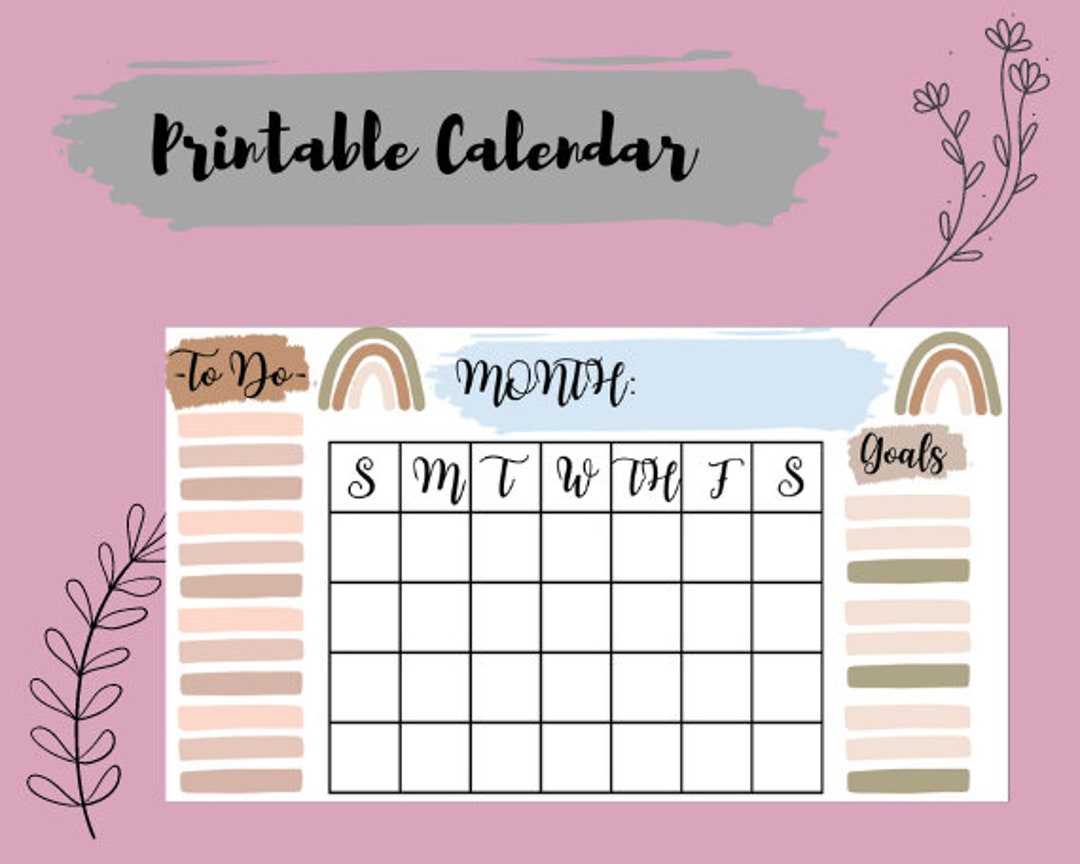 Printable Aesthetic Calendar Etsy Printable Aesthetic Calendar Etsy