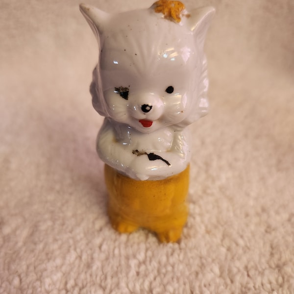 Cat in Aprons Vintage Ceramic Anthropomorphic Japan 3" Mid-Century Figurine