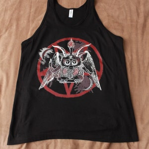 thumbnail image 2 of Baphomet Pentagram Sleeveless Tank Top - Satanic Church Occult Metal Tee (Gildan Heavy Cotton) 2 of 5