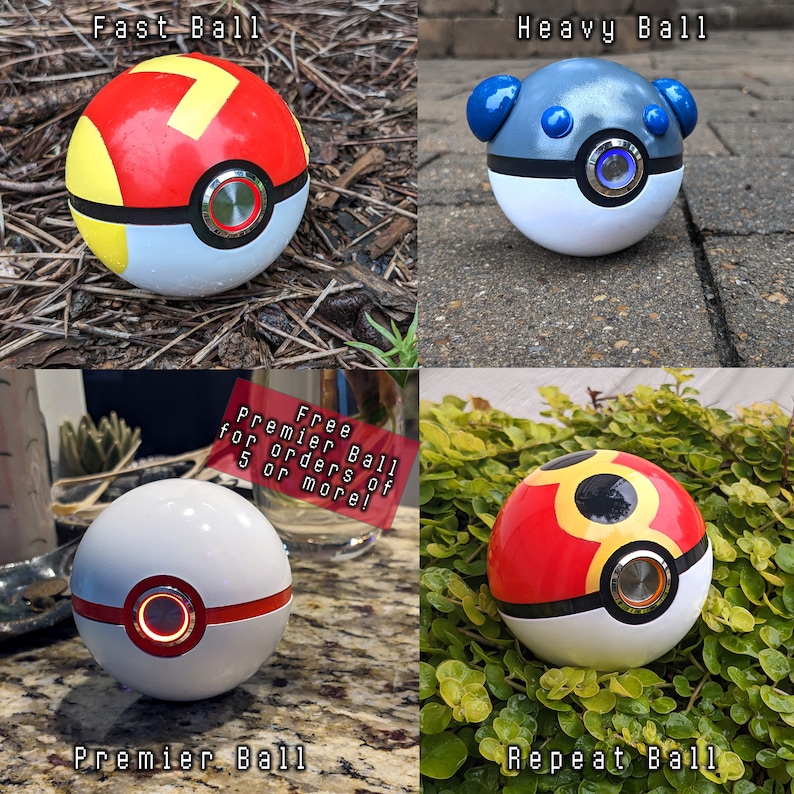 May include: Four different types of Poke Balls, including a Fast Ball, Heavy Ball, Premier Ball, and Repeat Ball. The Premier Ball is free for orders of 5 or more.