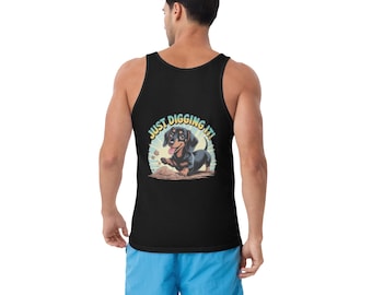 Funny Dachshund Tank Top, Wiener Dog Tank Top "Just Digging It" Wiener Dog Shirt, Doxie Lover Apparel