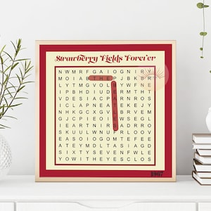 Strawberry Fields Forever Lyric Crossword Puzzle Poster (digital download)