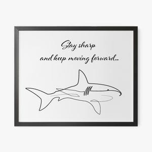 Eén regel kunstprint haai | Motiverende muurkunst (digitale download)