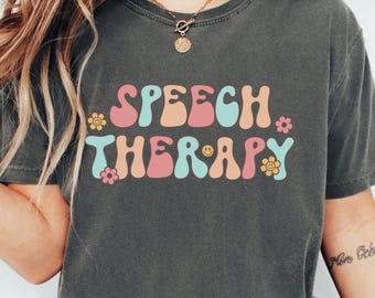 Retro Speech Therapy Comfort Colors Shirt, SLP Gift
