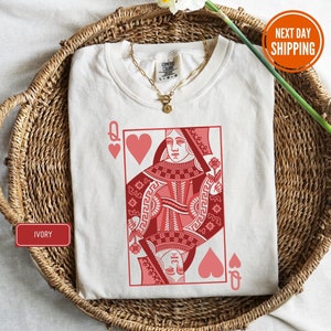 Hartenkoningin Comfort Colors®-shirt, Moederdagcadeau, valentijnscadeau, retro graphic valentijnsshirt, Be My Valentine, feministisch shirtcadeau