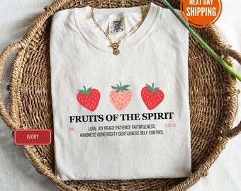 The Fruit Of The Spirit Christian Comfort Colors® Shirt, Bible Verse Shirt, Strawberry Shirt, Vintage Graphic Fruit Shirt, Religious Shirt
