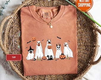 Сute Ghost Dog Comfort Colors® Shirt, Halloween Shirt, Ghost T-shirt, Dog Lovers T-Shirt, Halloween Dog T-shirt, Spooky Season Shirt Gift