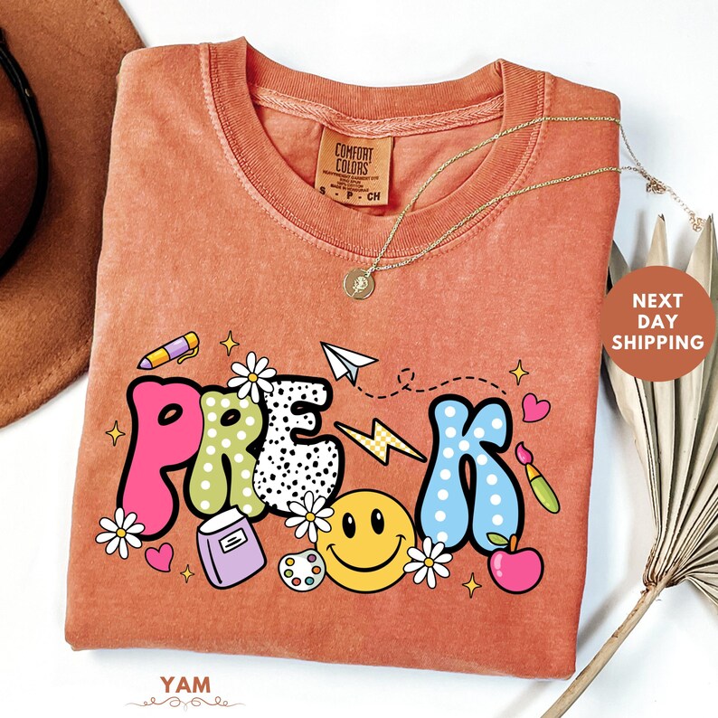 Pre-K Shirt Colorful Graphic Tee, Fun Pre-K Shirt for Kids, Back to School Pre-K Shirt, Cute Pre-K Shirt with Smiley Design