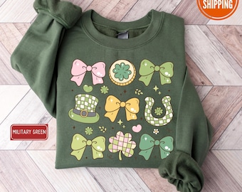 Sweat-shirt St Patricks Day, Sweat-shirt Coquette Saint-Patrick, Sweat-shirt porte-bonheur, Sweat-shirt Irish Day, Sweat à capuche Lucky Shamrocks