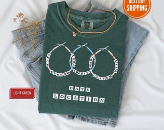Custom Concert Tour Comfort Colors® Shirt, Custom City and Date Shirt for Women Trendy, Friendship Bracelet Personalized Gift, Custom Text