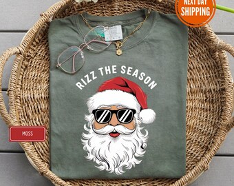 Rizz the Season Comfort Colors® Shirt, Merry Rizzmas Shirt, Rizzler Santa Claus Shirt, Rizz Em Christmas Shirt, Funny Santa Rizzler T-Shirt