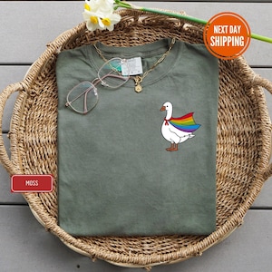 Rainbow Goose Shirt, LGBTQ Comfort Colors® Shirt, Pride Shirt, Gay Shirt, Transgender Shirt, Human Rights Shirt, LGBTQ+ Gifts