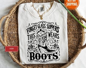 Comfort Colors® Cowgirl Boots-skjorta, Country Concert-t-shirt, Western Graphic-t-shirt för kvinnor, Oversized T-shirt, Söta Country-skjortor, Cowgirl-skjorta