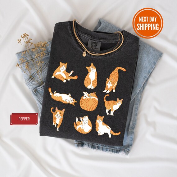 Cute Orange Cat Shirt, Orange Cat Comfort Colors® Shirt