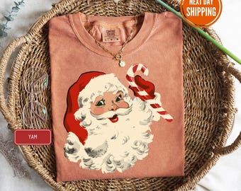 Camiseta navideña de Papá Noel Comfort Colors®, camiseta retro de Papá Noel, regalo de Navidad, camiseta navideña retro, camiseta navideña para mujer, camiseta de Papá Noel