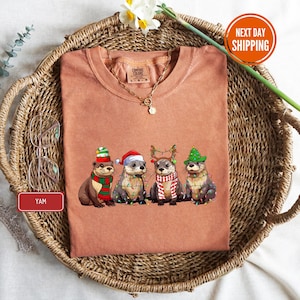 Otter Christmas Comfort Colors® Shirt, Family Christmas Shirt, Christmas Light Shirt, Christmas Gift, Otter Lover Christmas Shirts, Xmas Tee