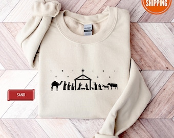 Nativity Scene Sweater, Christian Christmas Sweatshirt, True Story Nativity, Jesus Sweatshirt, Christmas Nativity, Religious Christmas Gifts