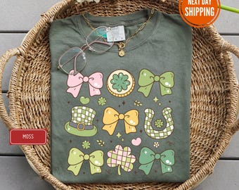 Camiseta Comfort Colors® Lucky Charm, Camiseta Shamrock Coquette, Camiseta del Día de San Patricio, Camiseta del Día Irlandés, Camiseta de la Suerte, Camiseta de la Buena Suerte de San Patricio