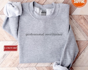 Sudadera para personas que piensan demasiado, sudadera divertida sobre el exceso de pensamiento, sudadera de concienciación sobre la ansiedad, sudadera con capucha sobre salud mental, suéter para personas que piensan demasiado