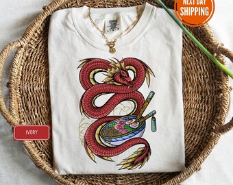 Red Dragon Comfort Colors® Shirt, Dragons 90s Style Shirt, Ramen Shirt, Figment Shirt, Japanese Dragon Lover Shirt, Dragon Gifts