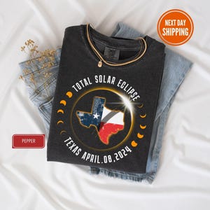 Totale Sonnenfinsternis Texas Shirt, Amerika Eclipse 2024 T-Shirt, Eclipse Betrachtung Texas, State City Eclipse Shirt, 8