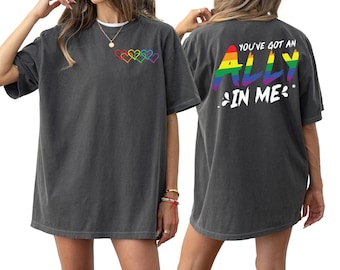 Koszulka LGBTQ Ally Comfort Colors®, prezent wspierający LGBTQ, koszulka dla transseksualistów, prezent z okazji dumy dla Ally, koszulka z okazji sprawiedliwości społecznej, prezent z okazji dumy LGBTQ