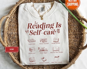 Reading Is Self-Care Comfort Colors® Shirt, Lese Shirt, Buch T-Shirt, Buch-Liebhaber-Shirt, Lehrer-T-Shirt, Lesegeschenk, Buch-Liebhaber-Geschenk