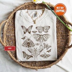 Camiseta vintage de mariposa y polilla, camiseta Comfort Colors® de estética cottagecore, camiseta cottagecore, camiseta estética, camiseta cottagecore