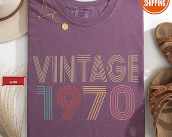 55-årsdag Comfort Colors®-skjorta, vintageskjorta från 1970, 55-årspresent till kvinnor, 55-årsdagsskjorta för män, milstolpepresenter