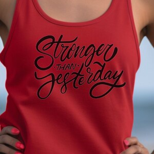 Motivational Workout Tank Top - Stronger than yesterday - CrossFit, Peloton, Gym Women&#39;s Ideal Racerback Tank