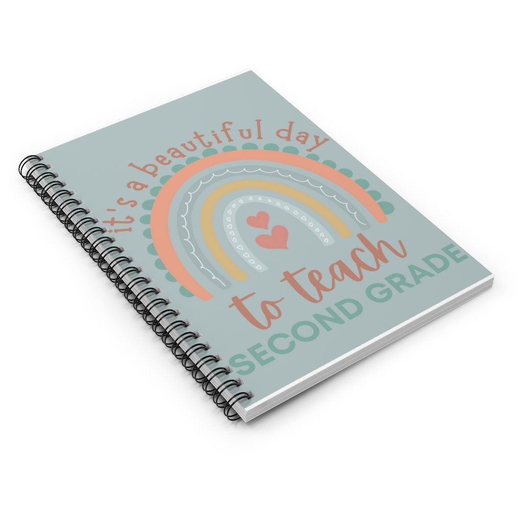 Second 2nd Grade Cute, Fun, Teacher Rainbow Spiral Notebook - Ruled ...
