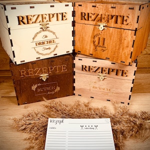Personalisierte Rezeptbox für Rezeptkarten mit Teilern, Familienrezepte, Gravierte Geschenkbox aus Holz, Hochzeitsgeschenk, Rezeptkasten