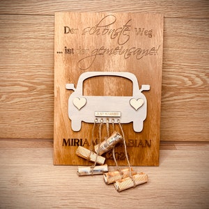 Holzkarte als Hochzeitsgeschenk, Geldgeschenk zur Hochzeit, individuell personalisiertes Geldgeschenk, Geschenk für das Brautpaar