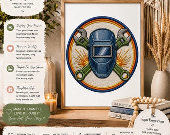 Welder Helmet Badge PNG: Crossed Wrenches Industrial Trades Design (Digital Download)