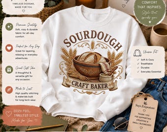 Sourdough Craft Baker PNG: Rustic Artisan Bread Baking Design (Digital Download)