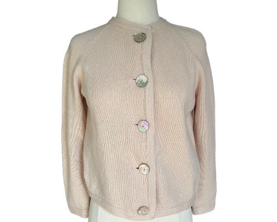 Pink Cashmere Cardigan Size XS to Small - image 1