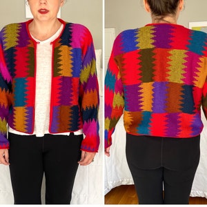 Multi-colored wool Cardigan by Peruvian Connection 100% Alpaca Size S to M