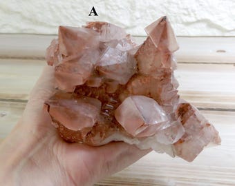 RARE Red Hematite Pagoda Stacked Calcite Cluster Specimen High Vibrational Chanelling Daye 002