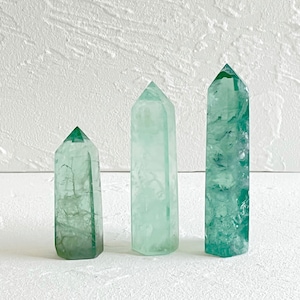 Green Fluorite Tower Point Clear Translucent AA Grade EMF Manifestation