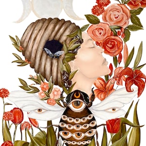 Bee Goddess Acrylic Painting - Digital Print